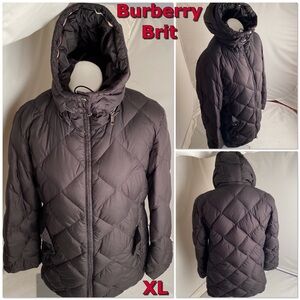Burberry Brit black diamond quilted down coat with hood XL